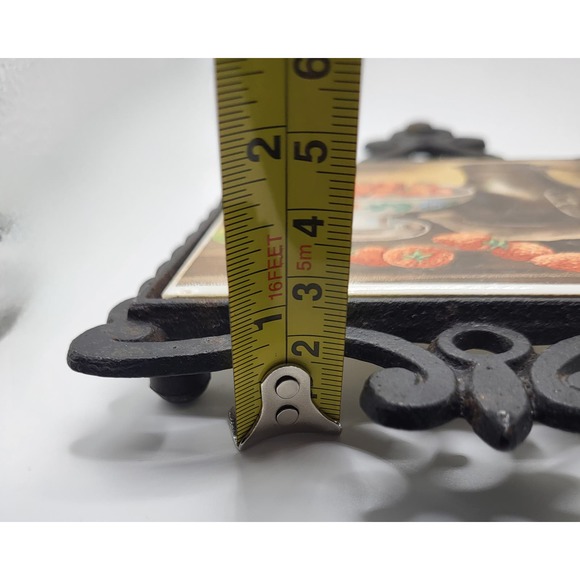 Enesco Cast Iron Trivet Tile Japan Green Apples Strawberries 10 in. County - Picture 9 of 9